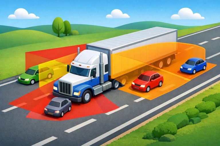 How to Safely Share the Road with Large Trucks and Avoid Their Blind Spots